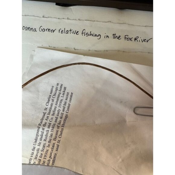 Vintage Sepia-Toned Framed Photograph Of Woman Fishing At Fox River - Picture 8 of 9